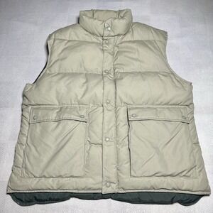 Vintage 80s 90s Eddie Bauer Puffer Vest Mens XL Premium Goose Down‎ Beige Khaki